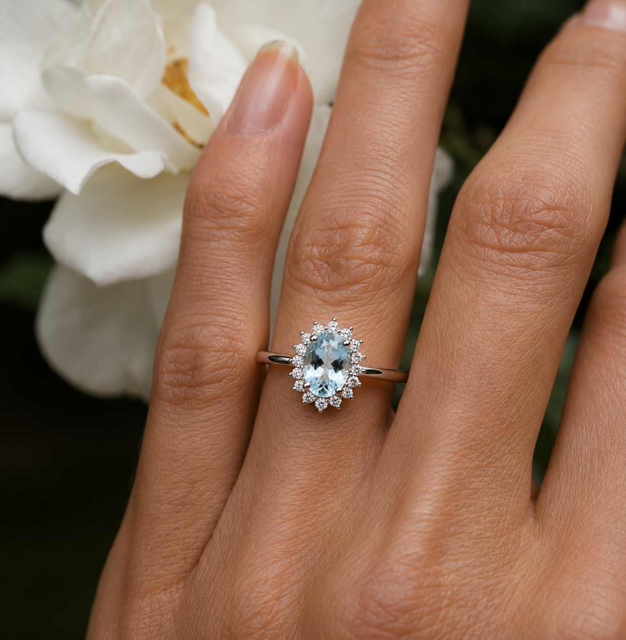 Anillo lady Agua marina